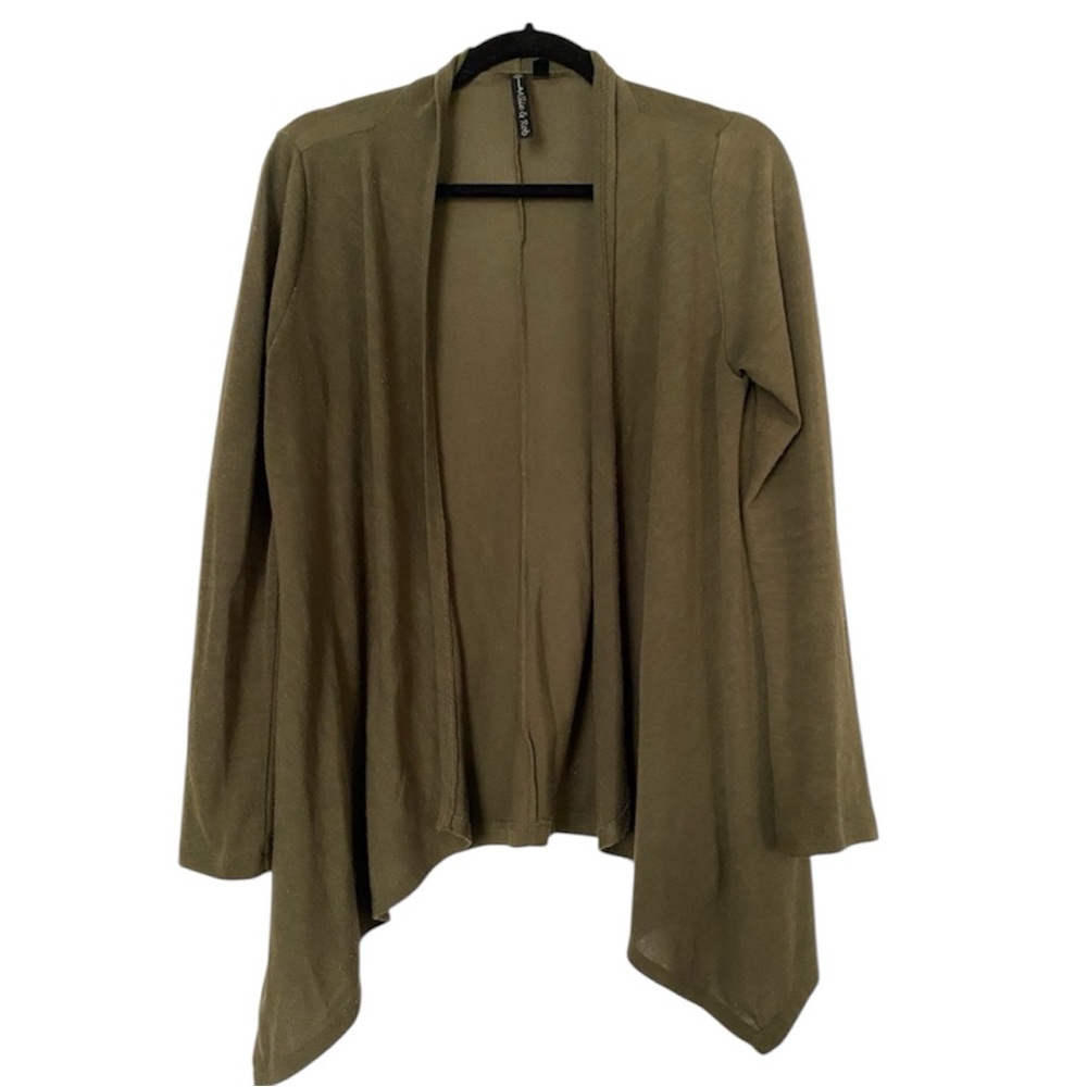 Olive green open cardigan